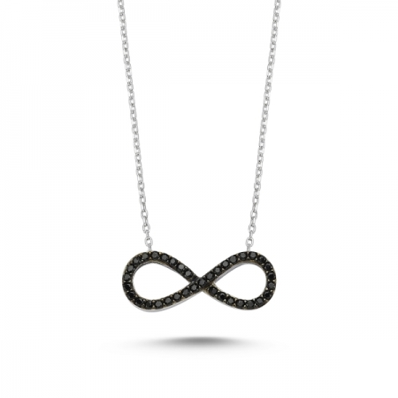 Colier argint 925 rodiat cu simbolul infinit si zirconii negre - Infinite You CTU0036 [0]